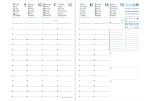 Quo Vadis - Recharge Agenda année scolaire - 2024-2025 - Universitaire Recyclé - Semainier Planning - Multilingue - 13 mois de août à août - 10x15 cm