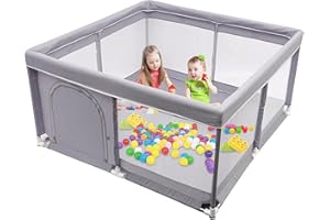 FORROBY Parc pour bébés , Grande cour de Récréation ,Espace d'activités pour enfants ,Patio de Jeux Sécurisé pour Maison, Intérieure et Extérieure, de 0 à 6 ans(125cm*125cm*65cm)