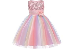 YILEEGOO Girls Dresses Flower Girl Wedding Party Sequins Princess Dress Birthday Tutu Formal Gown Prom Dress