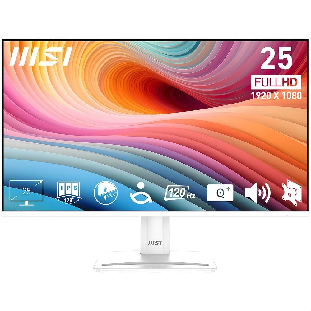 MSI 24.5" PRO MP251W E2, Kurumsal Monitör, FHD, 16:9 Flat, IPS, 120HZ 1ms Adaptive-Sync Beyaz
