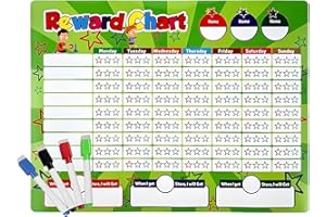 Daskid Reusable Sticker Behavior Reward Chore Chart 17"x13" | Dry Erase Responsibility Tracker for One or Multiple Kids, Toddlers & Teens | Flexible Magnetic Board for Home Learning & Motivation