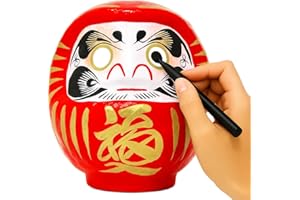 JAPAN CRAFT Bambola Daruma, portafortuna giapponese, misura 2, colore rosso - sicurezza e successo sotto tutti gli aspetti -