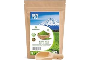 BLENDNATURE Té Verde Matcha Japonés 100g – Apto para Ceremonial - Calidad Procedencia Uji –Vegano – Excelente Aroma y Color Intenso + Incluye Cucharita de Madera