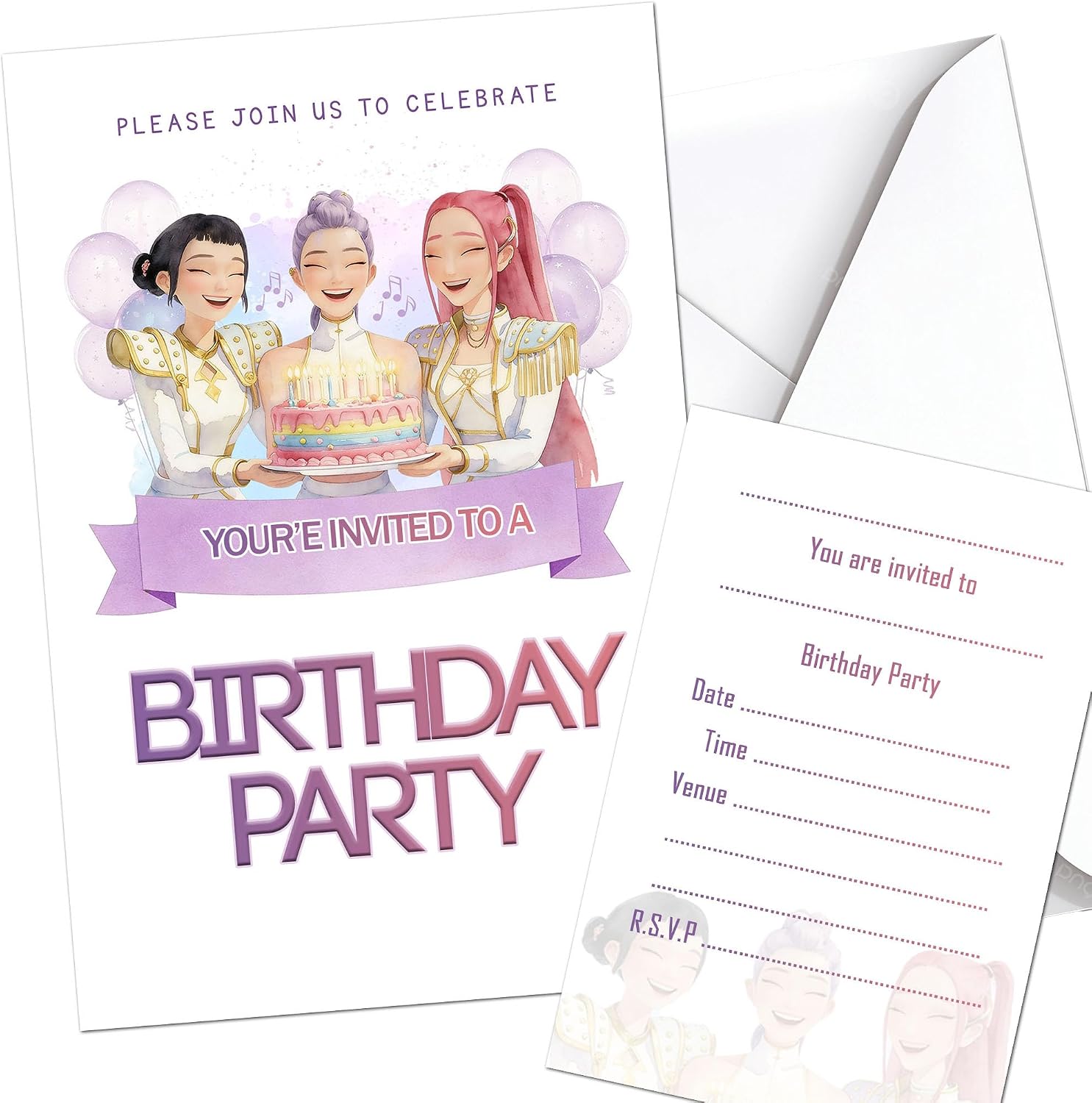 Pop Girl Birthday Cake Invites Invitations & Envelopes (WRITE ON) (popcake25)