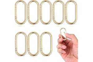 YUXIANLB 8 Pcs Gold Metal Spring Keychain Clips Small Carabiner Ring Clips Oval Spring Keyring Buckles Opening Keychain Clip Ring for Purse Straps Handbag Strap Extender DIY Crafts