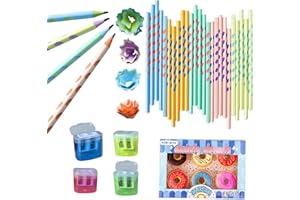 QZLSAYSL 35 Matite HB, 6 Gomme A Ciambella 2 Temperamatite, Astuccio Personalizzato, Design Con Correzione Della Presa, Punte Affilate Per Scrivere E Disegnare A Casa, In Ufficio E A Scuola (blu)