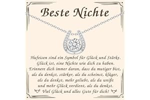 PDTU Geschenk für Tochter Schwester Nichte Enkelin Beste Freundin, Hufeisen Glücksbringer Halskette für Teenager Mädchen zum Prüfung Geburtstag Abschluss Einschulung Weihnachten Hochzeit Taufe Firmung