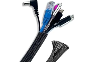 Nutabevr 3m de Cache Câble,Cache Fil Electrique 3 Mètre,Φ13-16mm Souple à Fermeture Automatique Range Gaine Câble, Rangement de câble pour Ordinateur, Automobile TV,Ordinateur,PC,USB,Audio(Noir)