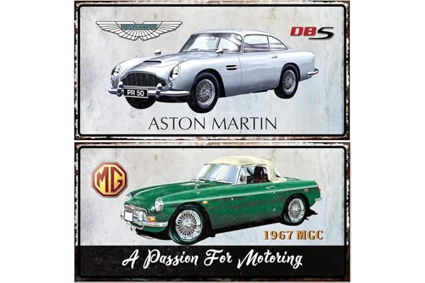 OPO 10 - Lot de 2 plaques décoratives en métal - Plaque Compatible pour Aston Martin et Compatible pour MG - 72+73