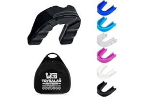 TrySalar Sports Premium Mouth Guard Slim Fit for Boxing Women Adult Mouldable Mouthpiece Boil and Bite Braces Gum Shield with Case MMA Hockey Rugby Basketball Judo Karate (Black, Adult)