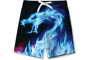 Freshhoodies Slips de Bain Garçon Maillot de Bain Imprimé 3D Short de Plage Short de Surf avec Poches, 5-14 Ans