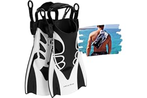 Khroom® Palmes Courtes réglables avec Sac à Palmes à Suspendre Taille 34-45 | avec Talonnette Souple | Palmes Courtes de Natation pour Adultes Femmes & Hommes | Palmes de plongée