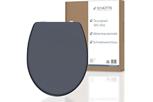 SCHÜTTE WC-Sitz ANTHRAZIT mit Absenkautomatik und Schnellverschluss aus Duroplast, abnehmbarer Toilettendeckel mit 175kg Belastbarkeit, Toilettensitz mit Brille, Klodeckel für WC, Klobrille Grau