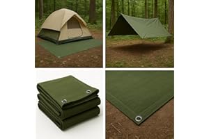 GLAMPTEX Heavy Duty Canvas Tarp for Camping & Outdoor Shelter – Waterproof Groundsheet & Tent Cover – Durable Breathable Tarpaulin for Hiking, Travel, Rain Protection (Multiple Sizes) (Green, 6 x 8 ft)