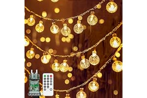 vutizal Kugel Lichterkette, 18M 100 LED Lichterkette 8 Modi, IP44 Wasserdichte, Partylichterkette mit Stecker für Innen und Außen, ideal für Balkon Deko, Hochzeit, Party, Garten, Warmweiß