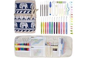Coopay Kit de Ganchos de Ganchillos, Agujas de Punto Coloridas,Kit de Tejer Ergonómico de Ganchos de Aluminio de Tejer, con Bolsa de almacenamiento