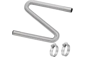 MUZHUPGUZ Tuyau d'échappement Acier Inoxydable, 25 mm x 100 cm Tuyau d'Echappement de Voiture Flexible pour Générateurs Chauffage Diesel Chauffage de Stationnement, avec 2 Colliers de Serrage