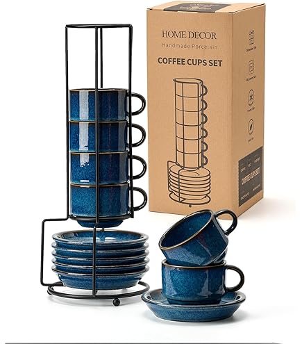 PALUPLUS Set 12 Tazzine Caffè Con Piattino In Porcellana Da 80 Ml, Tazze Da Espresso Con Manico, Lavabili In Lavastoviglie, Adatte Per Microonde, FANTASIA SPOT -265