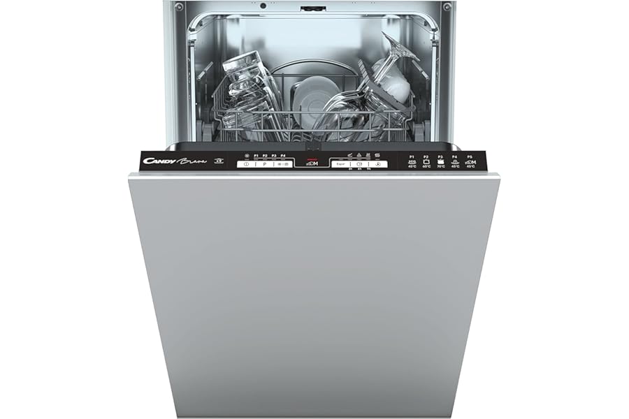 Candy Brava CDIH 1L949 Slim Built-in Dishwasher 45 cm, 9 Places, 5 Programmes, 30 Min Quick Cycle, Delay Start 3-6-9h, Quiet, Class F, 44.8 x 56 x 81.5 cm, White
