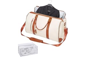 HASAIKA® Borsa da viaggio Foldybag, borsa pieghevole per vestiti, borsa da viaggio di grande capacità con scomparto per scarpe, multifunzionale per viaggi, palestra, viaggi d'affari, aereo, beige,