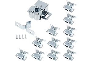 QWORK® 12PCS Fermetures de Porte Placard, Fermetures à Double Galet en Inox pour Tiroir et Portes de Meubles et Armoires