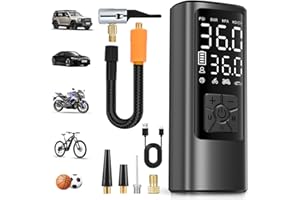 HOVVIDA Elektrische Luftpumpe, 10,3 bar (150 PSI) Digitale Akku-Luftpumpe mit Druckvoreinstellung & Auto-Abschaltung, Wiederaufladbar, Tragbar für Auto, Fahrrad, Motorrad, Bälle