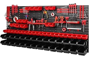 PAFEN Storage System Wall Shelf 1728 x 780 - Set of 63 Stacking Boxes and Tool Holders - Tool Wall Workshop Shelf Chute Rack