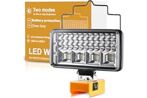 TUMNATT Cordless LED Work Light for Dewalt 18/20V Battery,90W 8000LM,Wide Beam Flood with Power Protection Switch,USB & Type-C Fast Charge, Job Site Lighting for Emergency Workshop Garage(No Battery)
