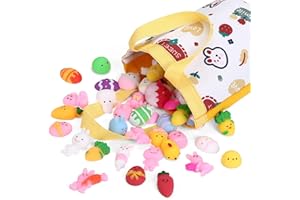 GWHOLE 50 sztuk Squishy Kawaii zestaw mini mochi Squishy Squeeze wyciska przeciwstresowe, zabawka z różnymi motywami, z torbą