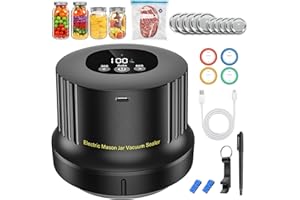 RROFKA Electric Mason Jar Vacuum Sealer Kit-Automatic-Jar-Vacuum-Sealing-for-Canning Jars,3 in 1 Cordless Vacuum Sealer Machine with Wide&Regular Mouth Mason Lids/Vacuum Bags/Seal Containers for Food Storage