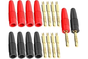 Cleqee 10 unidades de 4 mm, conector de plátano 32 A, adaptador de tipo de soldadura chapado en oro, alta corriente para pruebas eléctricas de bricolaje