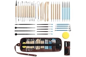 WOMGF 41 Pezzi Attrezzi Scultura Argilla e Ceramica Professionale Set di Strumenti di Modellazione per Scolpire di Diverse Forme