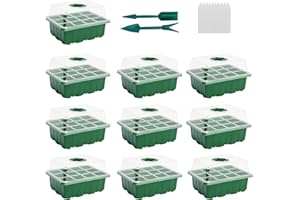 ADTSADDTO Mini Serre pour Plantes,10 PiÈCe Plateaux De Culture ÉPaissir Mini Serre De Jardin 12 Trous avec Couvercle, Outils De Plantation, ÉTiquettes De Plantes Convient pour La Germination des Graines