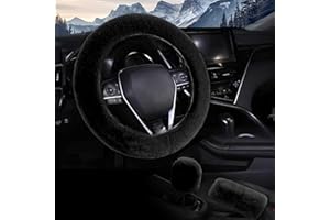 Taozoey Lenkradbezug Winter Set - 3 Stück Mit Schaltabdeckung Und Lenkradschoner - Auto Universal Plüsch Weich Bequem - Auto-Winterzubehör 36-39cm