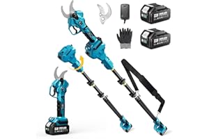 SEESII Forbici Potatura a Batteria con Asta Telescopica, Altezza di Lavoro Fino a 4,5 m, Taglio da 40 mm, 2-in-1 Forbice per Potatura con 2 * Batterie 4000 mAh, Lama SK5, per Giardino Alberi Fiori