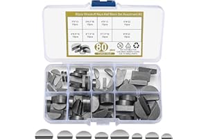 BAYIDUN Surtido de 80 chavetas elásticas, juego de chavetas de media luna, kit de surtido de chavetas elásticas de 3-4-5-6 mm, kit de surtido de polea de volante de cigüeñal