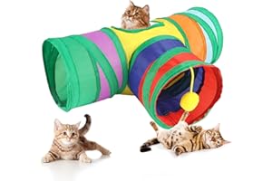 YILIYA Tunnel Gatti 3 Vie Pieghevole per Animali Domestici, Tunnel per Conigli, Porcellini d'India, Uso Interno ed Esterno