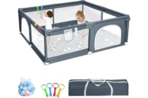 LIFOCI Box per Bambini, 150x180cm Recinto per Bambini con Mesh Traspirante, Pieghevole Protezione Recinzione Strisciante, per bambini interni ed esterni, grigio