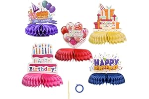 QIMEYU Geburtstag Bienenwaben Tischdeko,Tischdekoration Bienenwaben,5 Stück Geburtstag Thematische Honeycomb Dekorationen,Bienenwabe Mittelstücke für Bienenwabe,Geburtstag Deko Party Tischdeko Dekozum