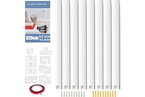 MELQUE Canaline Elettriche Bianca-Nascondi Cavi-Canalina Passacavi TV-Canalina Coprifili (3.2m/24x14 con accessori)