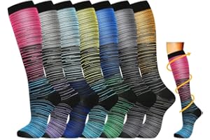 Losvcbcx 7 paires de chaussettes de compression pour hommes et femmes de 15 à 20 mm de titane sont les meilleurs articles sportifs et médicaux pour les infirmières de course, de vol et de voyage