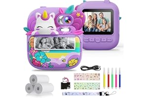 TIATUA Macchina Fotografica Bambini Istantanea, 2.4 Pollici 1080P HD Fotocamera Bambini con 32GB Scheda & Carta da Stampa, Regali per bambini dai 3 ai 12 anni