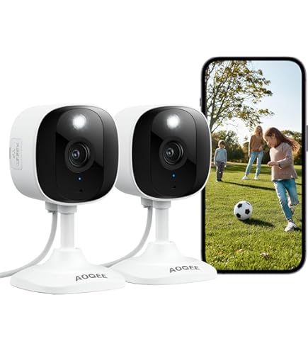 CALEX Telecamera Di Sicurezza Intelligente 2K PTZ Per Interni – Auto Tracking, Visione Notturna, Rilevamento Movimento, Audio Bidirezionale, Controllo App, 2-Pack