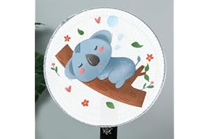 Treer 2 Piezas Cubierta de Protección del Ventilador, Fundas Antipolvo Ventilador Eléctrico Cubiertas de Malla de Ventilador para Protección Seguridad Infantil Niños Protector de Dedos (35-45cm,Koala)