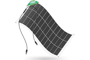 ECO-WORTHY 130W 12V Solarpanel Flexibel Monokristallines Solarpanel, Solarmodul mit Ladekabel für Wohnmobil Auto Boot 12V Bat