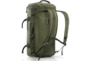 Haimont Duffle Bag Backpack for Men, Convertible Travel Duffel Backpack with Shoes Compartment, Large Heavy Duty Weekender Bag, Water-resistant, 60L, Army Green