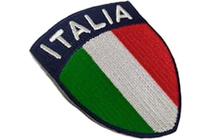SENZAMA Toppa Ricamata Termoadesiva Scudetto Italia Cucibile 7x6 cm Toppa Incollabile con Ferro da Stiro