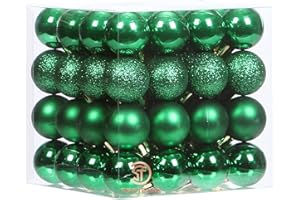 Sea Team Lot de 64 Boules de Noël avec ficelles, Mini Boules de 30 mm, Ampoules de Noël en Plastique incassables, décorations à Suspendre pour Arbre de Noël, Vacances, Mariage, fête, Vert