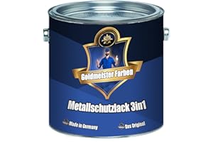 Goldmeister Farben Metallschutzlack 3in1 hochwertige Metallschutzfarbe 3-in-1 Metallschutz-Lack für Innen Außen von Metall Eisen Zink Aluminium Stahl (1 L, Weiß (RAL 9010))