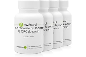 ANASTORE OPC DI UVA E RESVERATROLO * PACK 3+1 GRATIS * 60 mg / 240 capsule * Titolato al 95% di proantocianidine e al 50% di resveratrolo * Antiossidanti, Cardiovascolare (circolazione), Prostata.